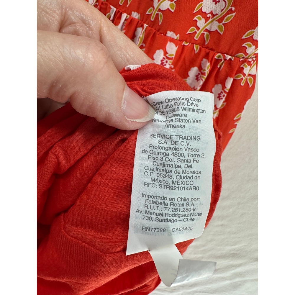 J.Crew Red Floral Tiered Maxi Dress Ruffle V-Neck Boho Cottagecore Womens 8 - Picture 14 of 15